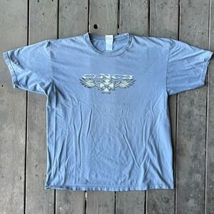 Vintage Y2K Cinch Grunge skater Skull with cross and wings Graphic T-shirt XL